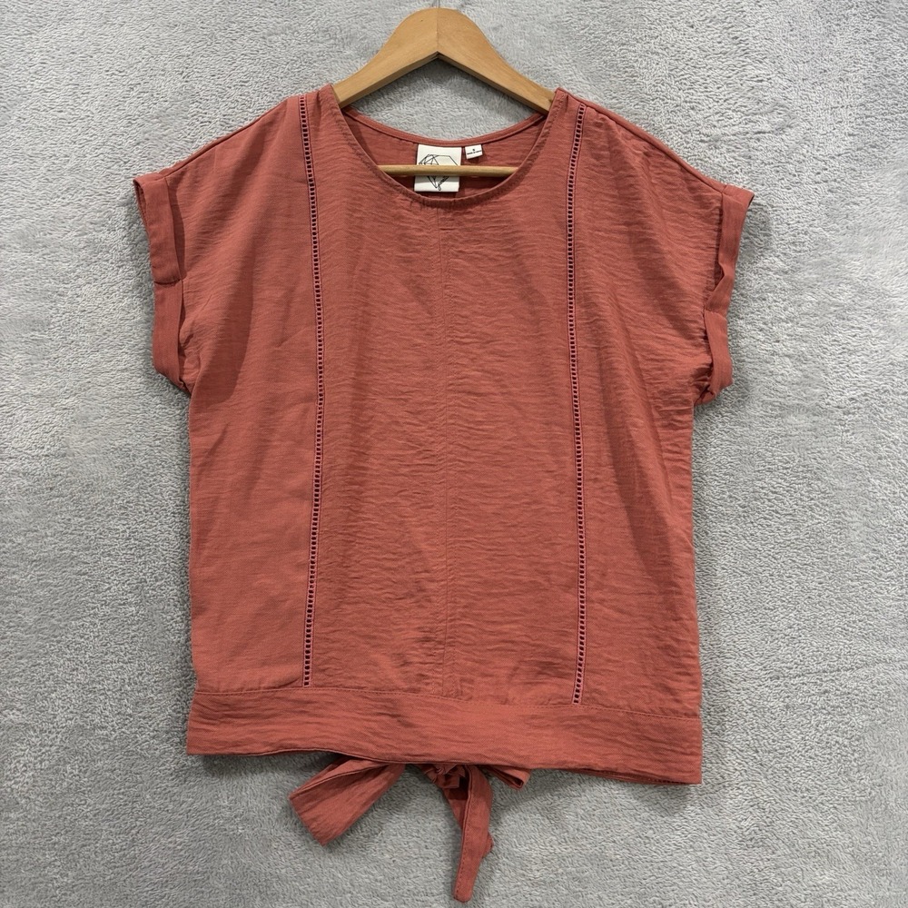 Janet Chung Top Women's Small Back Tie Cap Sleeve Rust Gorp Normcore Summer